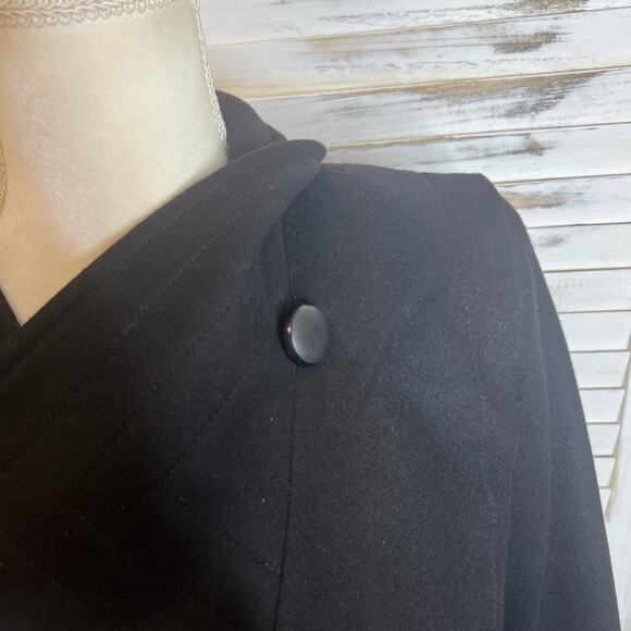 BABATON Women's The Connor Coat Short Virgin Wool Cashmere Coat Black Belted M - Picture 15 of 16